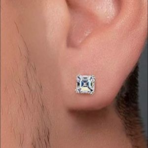 18k Gold vermeil Custom made Asscher Diamond Moissanite earring pass tester HOT!